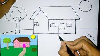 Cara Mudah Menggambar Rumah Untuk Pemula | Drawing House for beginners