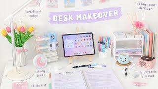 Aesthetic Desk Makeover  stationery organization + unboxing haul 