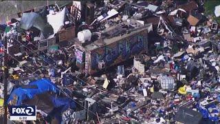Eviction day for Oakland's Wood Street homeless encampment