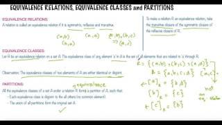 Equivalence Relations, Equivalence Classes and Partitions