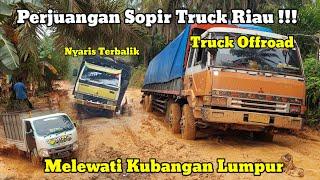 Truck Offroad || Perjuangan Sopir Truck Riau Melewati Kubangan Lumpur Hingga Nyaris Terbalik