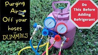 How to purge bleed air out the HVAC hoses of gauges on mini split