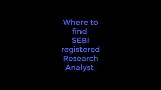 List of sebi registered research analyst | CARohitTendulkar