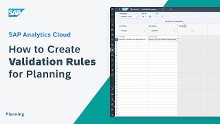 How to Create Validation Rules for Planning: SAP Analytics Cloud