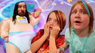 DAD accidentally eats MAGiC BABY PUFFS!!  Adley & Niko turn into MEGA BABiES with crazy Super Powers