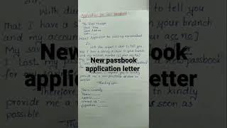 bank new passbook apply letter