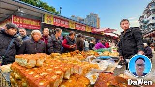 Классические утренние рынки в Китае, Чэнду: копченые мясные изделия, свежие закуски, живая атмосфера