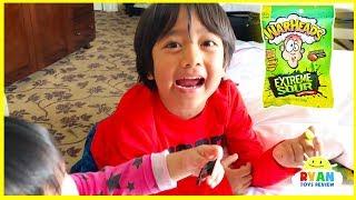 Kids Sour Candy Challenge with Warheads and Toxic Waste