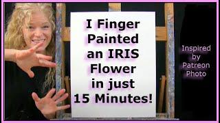 FINGER PAINTING AN IRIS-Learn How to Draw and Paint with Acrylics using your Fingers.