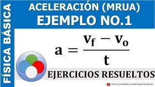 EJERCICIO DE ACELERACIÓN (MRUA) - EJEMPLO NO.1