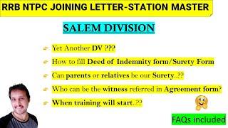 RRB NTPC Joining Letter Documents Required || Level 6 || Station Master || Salem Division