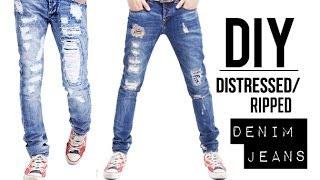 HOW TO: DISTRESSED DENIM JEANS (EASY) | DIY TUTORIAL | JAIRWOO