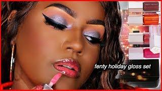 Fenty Beauty Holiday Mini Gloss Set! 2019 Dark Skin Swatches