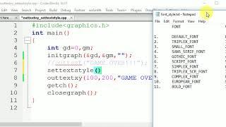 Lecture 11 : outtext(), outtextxy() and settextstyle() functions in c/c++ graphics