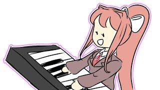 just monika playing the piano and messing up in the end