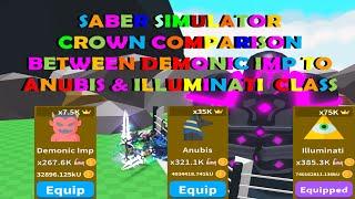 Saber Simulator Crown Comparison From Demonic Imp to Anubis & Illuminati