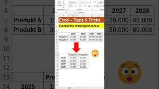 Excel Tabellenbereiche Transponieren und umgewandelt wieder einsetzen #excel #tricks