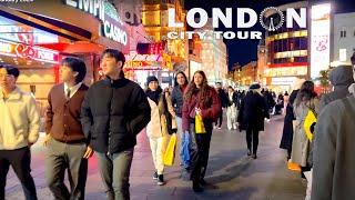 Winter Night Walk in London City 2024 -  London Virtual Travel Video | London Night Walk 4K