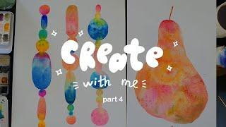 Create together! Рисуем просто! Груша, нельзя скушать, и немного абстракции в акварели.