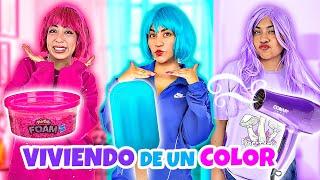 24 HORAS VIVIENDO de UN SOLO COLOR   ¡Usamos Pelucas!  | CONNY MERLIN