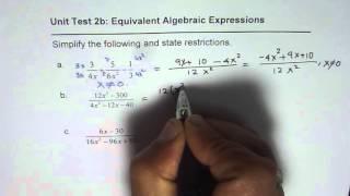 Simplify and State Restrictions Test