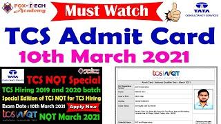 TCS NQT Admit card | NQT March 2021 Admit Card | How to get NQT Admit card