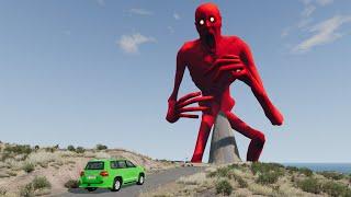 Turbo OFFRoad Green Car VS Red SCP | Escape From The Shy Guy (SCP-096) | Car Ride Beamng Drive #36