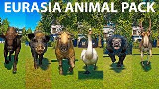 Eurasia Animal Pack Speed Races in Planet Zoo included Sloth Bear, Swan, Boar, Wisent, Wolverine