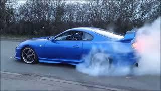 INSANE Supra sounds , 2JZ BRUTAL sound| anti lag, 2 step , flames, burnouts , launch control