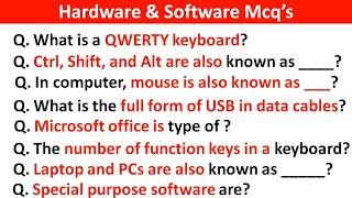 Top 50 Computer Hardware & Software MCQ | computer hardware and software Mcq's questions and answer