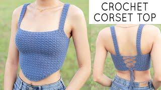 Easy Crochet Corset Top Tutorial | Crochet Crop Top | Chenda DIY