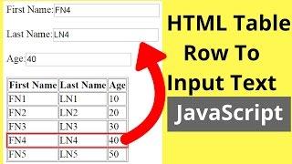 How To Display Selected HTML Table Row Values Into Input Text Using JavaScript [ with Source code ]