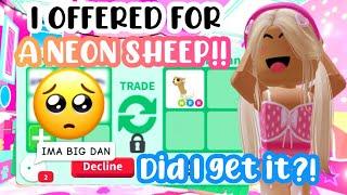 AGHH I OFFERED FOR A EXOTIC NEON SHEEP!DID I GET IT?!#adoptmeroblox #preppyadoptme #preppyroblox