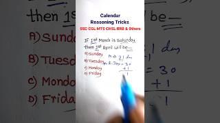 Calendar | Calendar Shortcuts Tricks | Reasoning Classes | for SSC CGL MTS CHSL CRPF GD|#shorts