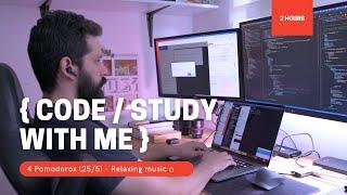 Code / Study With Me - 2 HOURS - [Quiet music] - 4 (25/5) Pomodoro - 4K
