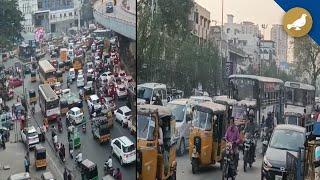 Hyderabad: People suffering due to traffic jams in Tolichowki