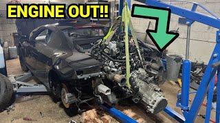 REMOVING THE BROKEN ENGINE FROM MY AUDI R8! PT.3