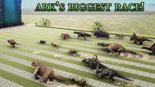 Which one is ARK's FASTEST Creature? - GIANT RACE with all Dinosaurs || Cantex