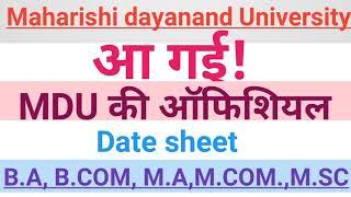 Maharishi dayanand University Ki official date sheet 2022|| B.a b.com.m.a m.com m.sc date sheet 2022