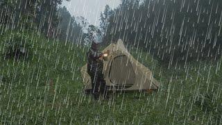 RELAXING CAMPING Heavy Rain & Thunderstorm - Rain Sounds Camping ASMR