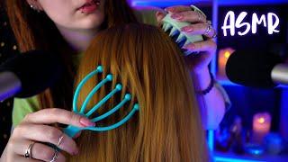 ASMR SCALP MASSAGE ‍ Hair Brushing, Hair Sounds Scalp Exam, Head Massage