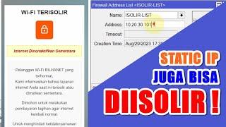 Isolir Pelanggan IP Statik + Tips Gagal Redirect Halaman Pemberitahuan