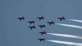 RAF Red Arrows with Spitfire at Spirit of St. Louis air show 2019