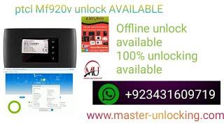 PTCL CHARJI MF920V UNLOCK ! MASTER UNLOCKING