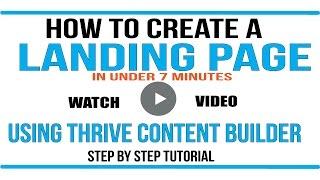 How to create a landing page using Thrive Content Builder