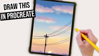 Drawing Aesthetic Sunrise Sky in Procreate | Digital Art Tutorial for Beginners