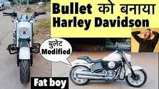 Royal Enfield modified  | bullet modified into Harley Davidson fat boy #bullet