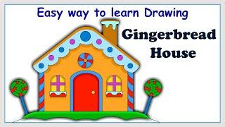 Learn How to draw Gingerbread House in a Simple Way