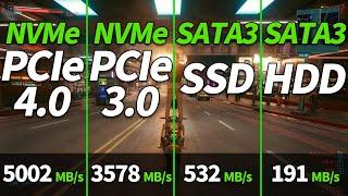 NVMe PCIe 4.0 vs NVMe PCIe 3.0 vs SATA3 SSD vs SATA3 HDD in 2021