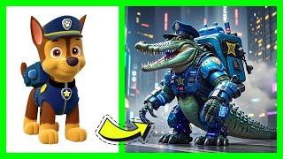 Paw Patrol as Cybernetic Crocodiles: Epic Showdown Against Rampaging Dinosaurs! | AI Animation 2